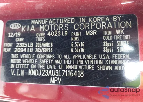 2020 Kia Soul Lx z USA, uszkodzony, nr VIN KNDJ23AU3L7116418